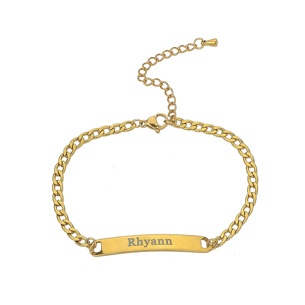 Pulseira de Nome Personalizado em Aço Inoxidável com Letras em Inglês