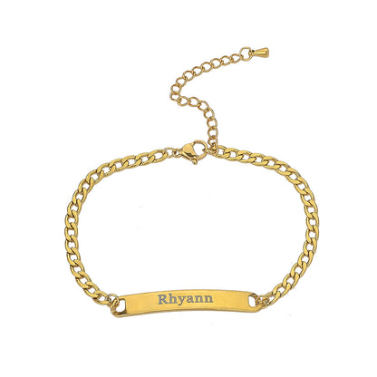 Pulseira de Nome Personalizado em Aço Inoxidável com Letras em Inglês