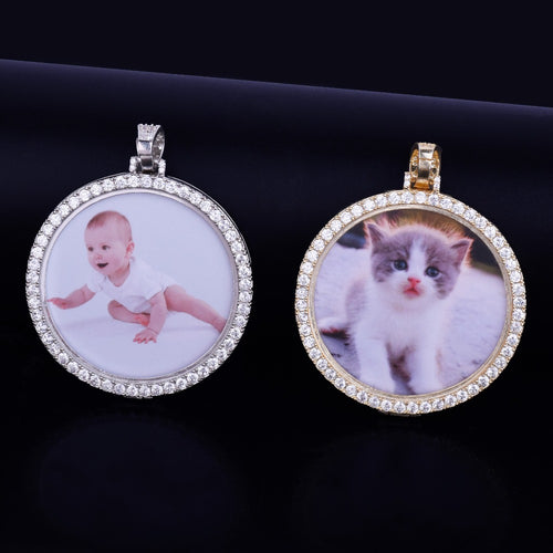 Medalhão Personalizado com Foto e Pingente de Zircônia Colorida