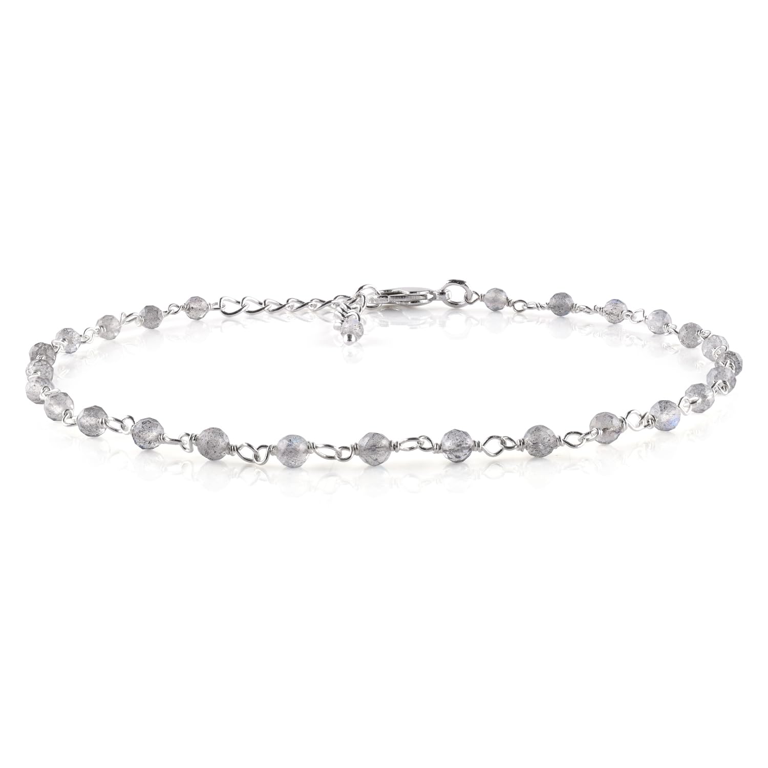 Yanara Labradorite Anklet for Women Dainty Boho Summer Beach Jewelry for Girls Handmade Rosary Charm Ankle Bracelets for her 9+1.5 inch Gifts For Her