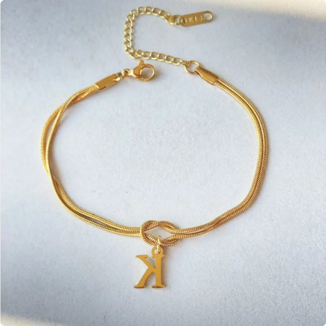Pulseira Nó do Amor – Corrente de Cobra Dourada