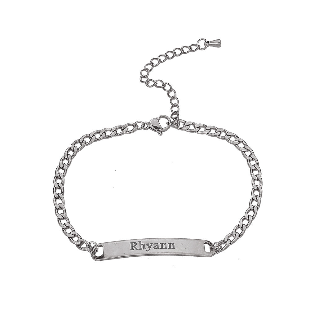 Pulseira de Nome Personalizado em Aço Inoxidável com Letras em Inglês