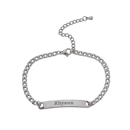 Pulseira de Nome Personalizado em Aço Inoxidável com Letras em Inglês