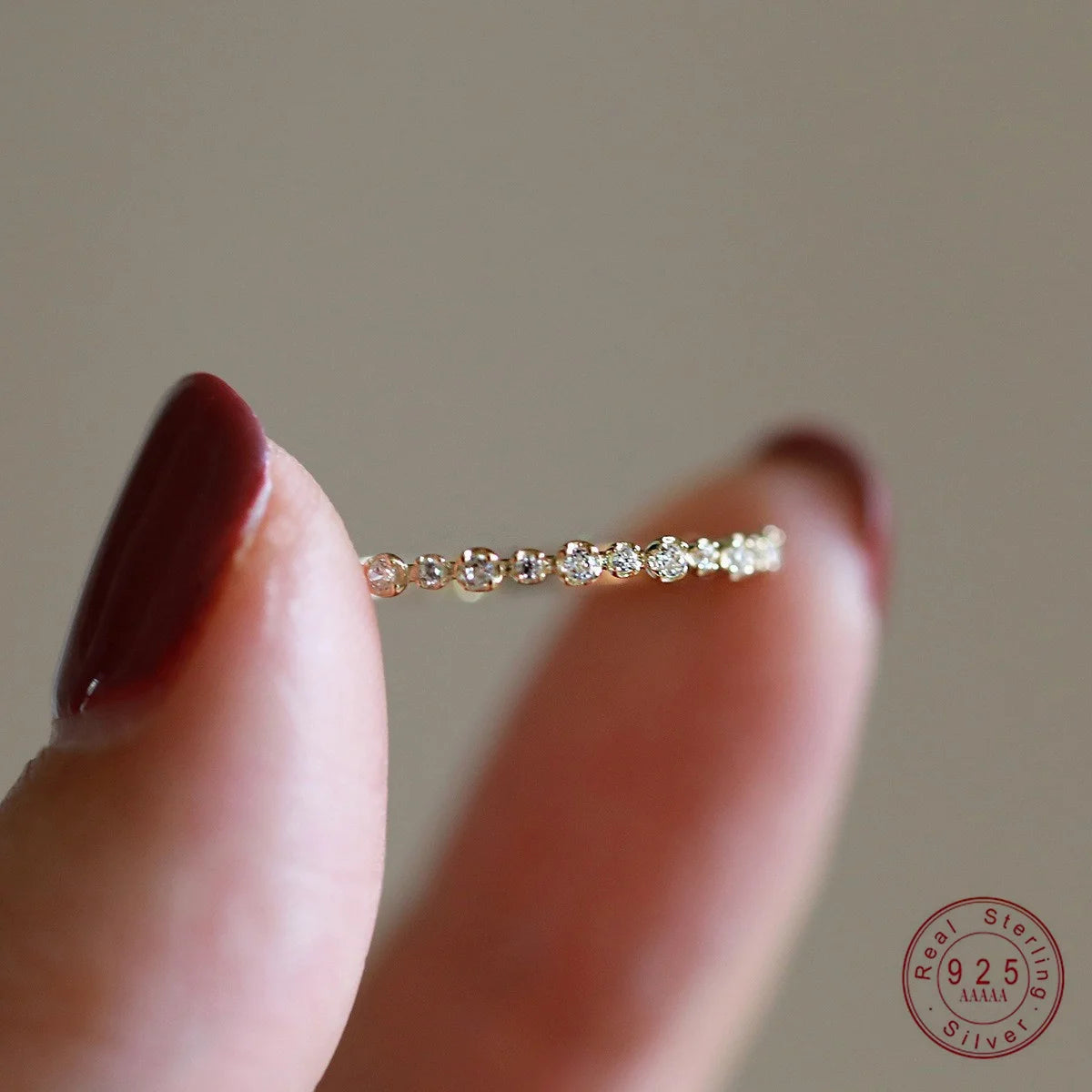 925 Sterling Silver 14K Gold Plating Sparkling Zircon Geometric Ring for Women Exquisite Sweet Party Wedding Jewelry Accessory