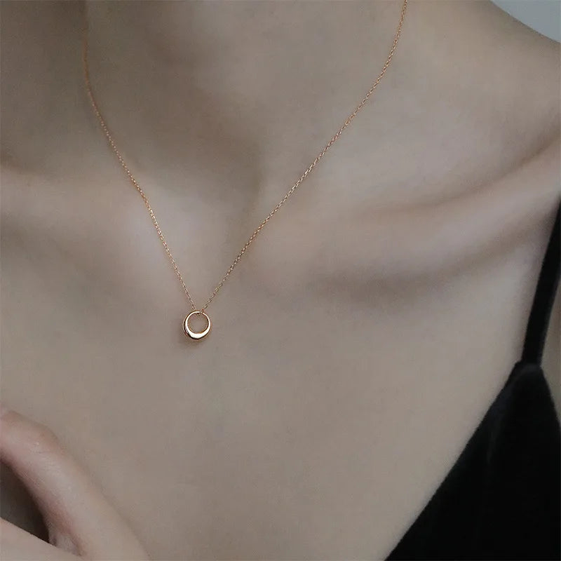 Pravelle Geometric Round Circle Clavicle Necklace