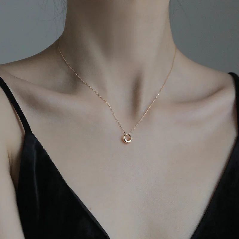 Pravelle Geometric Round Circle Clavicle Necklace