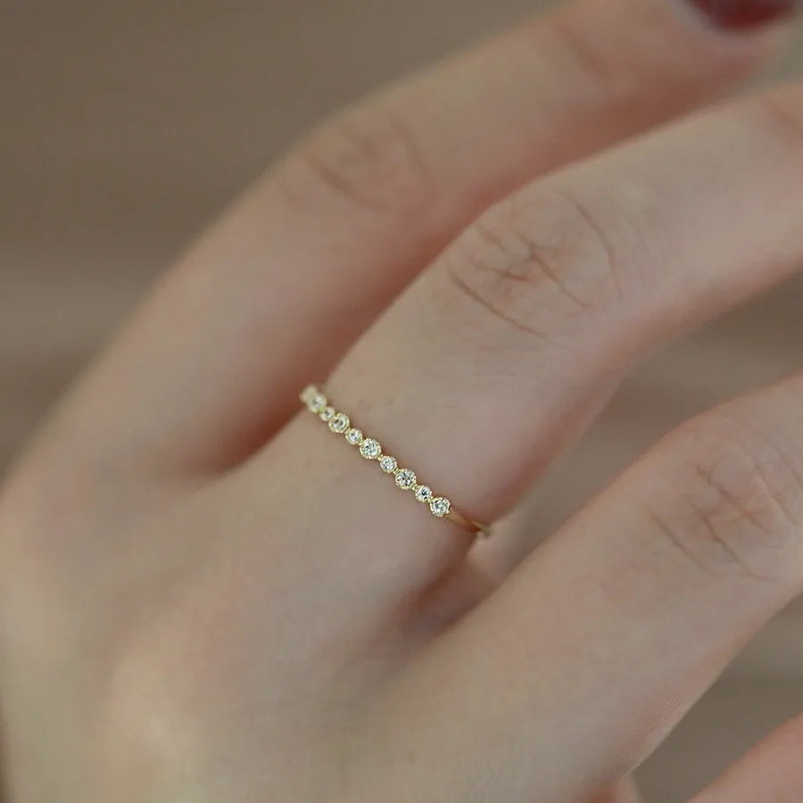 925 Sterling Silver 14K Gold Plating Sparkling Zircon Geometric Ring for Women Exquisite Sweet Party Wedding Jewelry Accessory